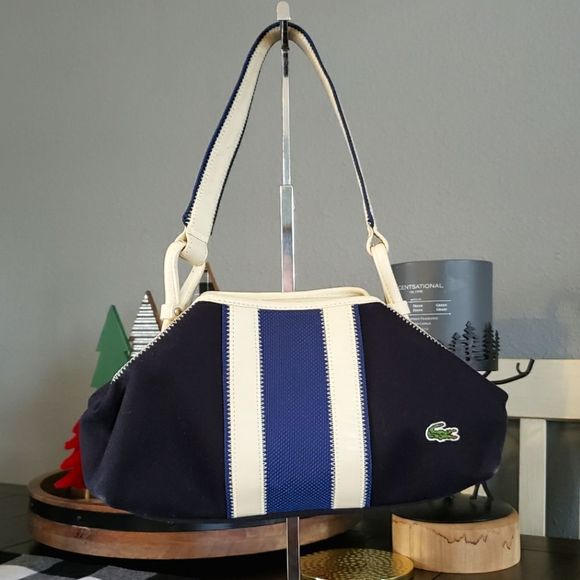 Lacoste Handbags - Lacoste Sailing Regatta Blue Canvas and Leather Satchel
